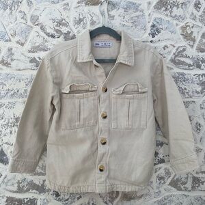 Zara Ivory Cream denim jacket Cool Team 4 - 5 years